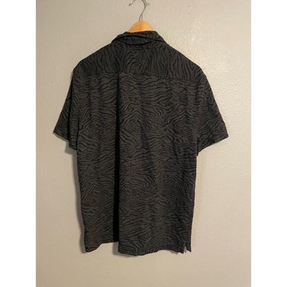 John Varvatos Shirt Mens Large Black Gray Zebra Print Short Sleeve Button Front - Picture 3 of 6
